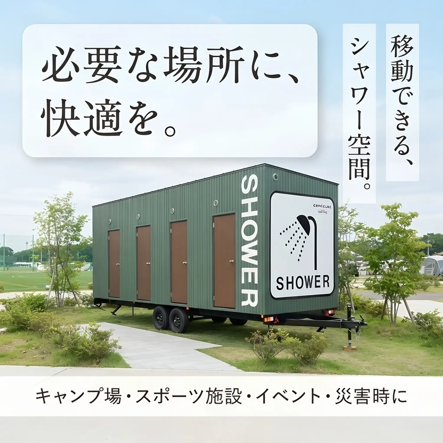 移動式シャワートレーラーハウス（キャンプ場・スポーツ施設・イベント・災害時向け）